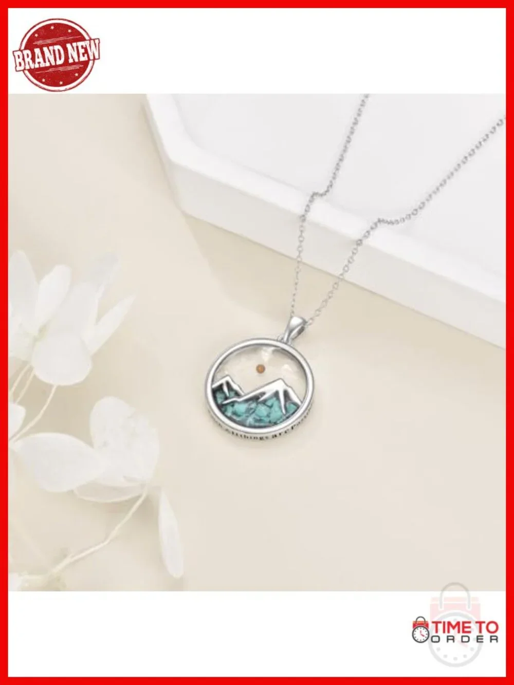 925 Sterling Silver Mountain Mustard Seed Faith Necklace Pendant with Chain